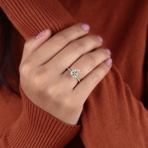 Asscher Cut Lab Grown Diamond Solitaire Engagement Ring with Pave Band 14K Gold <b>Bridal</b> Wedding Ring Wholesale - Product Image 5