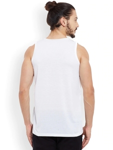 Camiseta sin mangas blanca para hombre, con estampado, cuello redondo, informal, transpirable, de poliéster, ajustada - Product Image 4