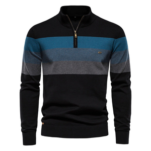 Pull col roulé décontracté pour homme, manches longues, demi-zip, tricot d'hiver, vente en gros - Product Image 4