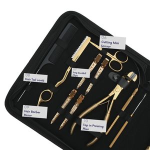 Hair Extension <b>Tool</b> <b>Kit</b> Microbeads Crimping & Remover Plier Keratin Bond Cutter Loop Hook Clips Scissors Comb Barber Razor Set - Product Image 4