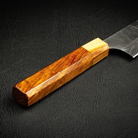 Pisau Koki Modern Buatan Tangan Ramah Lingkungan dari Baja Damaskus dengan Gagang Kayu Mawar dan Sarung Kulit, Panjang Bilah 8-9.9 inci