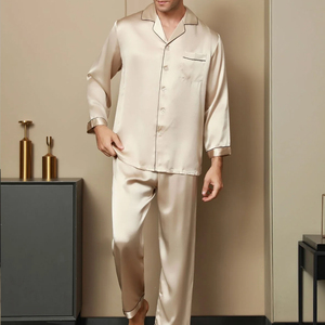 Conjunto de Pijama de Invierno de Seda y Satén para Hombre, Fabricación Profesional, Ropa de Dormir Suave y Casual, Tejido Transpirable - Product Image 1
