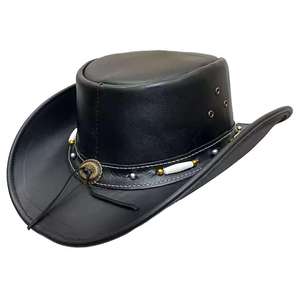 Chapeau de cowboy en cuir marron avec bande tressée et concho en laiton, unisexe, style fête en plein air, luxe, décontracté, mode, adultes, quatre saisons - Product Image 5