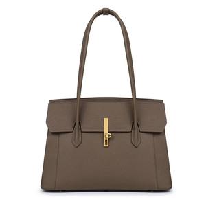 Bolso de mano estructurado de cuero genuino impermeable para mujer, bolso de trabajo con cremallera, bolso de hombro de 7 pulgadas, bolso de oficina minimalista, elegante - Product Image 3