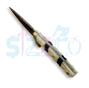 มีดทำมือเหล็กดามัสกัสแบบ OEM สำหรับล่าสัตว์และตั้งแคมป์ มีด EDC สำหรับกิจกรรมกลางแจ้ง พร้อมปลอกหนัง เหมาะเป็นของขวัญ - Product Image 5