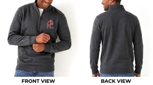 Sweat-shirt en molleton gris foncé pour homme, demi-zip, logo brodé sur le devant, coupe décontractée, idéal pour l'été, séchage rapide, respirant - Product Image 4