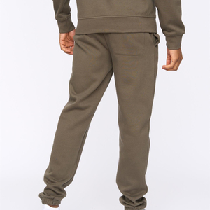 Men's Olive Green Cotton Sweatpants <b>Elastic</b> <b>Waist</b> Drawstring Casual Joggers With Side Pockets Midweight Knitted Fit - Product Image 2