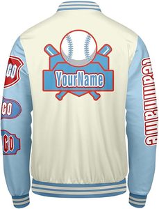 Veste de baseball personnalisée pour homme, style preppy, col rabattu, polyester et coton, motifs de patchs, coupe classique - Product Image 2