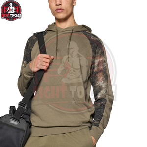 Best Supplier Breathable Solid Unique Design High Quality Casual <b>Lightweight</b> Tracksuit Set Men's Olive Green Raglan <b>Hoodie</b> - Product Image 3