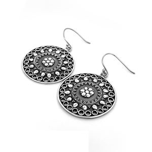 Pendientes de Aro de Plata de Ley 925 Oxidada con Flores Estilo Bohemio SKU7644 - Regalo Perfecto para Fiestas - Product Image 3