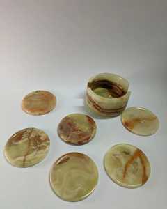 Juego de seis posavasos de mármol negro o ónix Zebra con soporte, posavasos de piedra hechos a mano para bebidas - Product Image 4