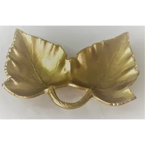 Bol en métal artisanal tendance 2026 de qualité supérieure, fournisseur en gros OEM ODM pour l'exportation mondiale, en céramique durable décorative en forme de feuille d'or - Product Image 1