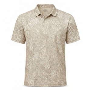 Men's Short Sleeve <b>leaves</b> pattern Print Polo Shirt Breathable quick dry Regular Fit Summer Wear sports and casual polo - Product Image 4