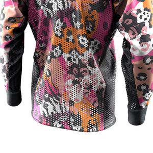 Maillot de paintball personnalisé unisexe à manches longues, col en V, imprimé léopard sublimé, polyester, respirant, coupe athlétique, toutes saisons - Product Image 6