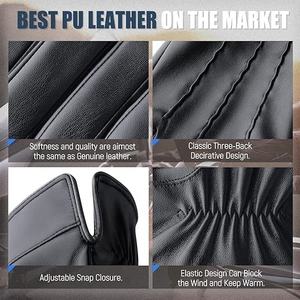 Gants de motard d'hiver en cuir chauds et antidérapants - Product Image 4