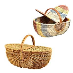 Customizable Natural RATTAN HARVEST <b>BASKET</b> PICNIC <b>BASKET</b> with Handles for Storage, Harvest and Kitchen Organization - Product Image 1