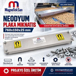 Imán de Neodimio de Grado Industrial N35, Placa Magnética de 760x150x25 mm para Sistemas de Cinta Transportadora de Clasificación de Legumbres, Separación Ferromagnética - Product Image 5