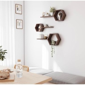 Mixed <b>Wood</b> Mosaic Floating Shelves Boho Patchwork Wholesale India - Product Image 4