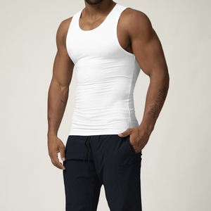 Camiseta sin Mangas Blanca para Hombre HSI, Cuello Redondo, Color Sólido, Casual, Transpirable, Spandex, Estilo Tejido Ajustado HIGH STREET - Product Image 1
