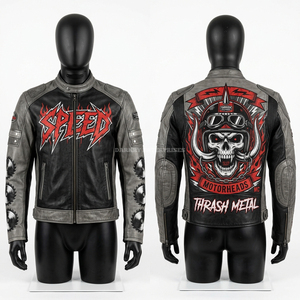 Blouson de course en cuir de vachette robuste, multicolores, avec graphismes personnalisés, protection intégrée, équipement professionnel pour motards. - Product Image 4