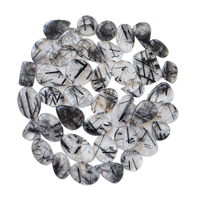 Lot de cabochons en quartz rutilé noir naturel, lot de pierres précieuses en quartz rutile, vente en gros de pierres précieuses en quartz, pierres en quartz rutilé noir en vrac