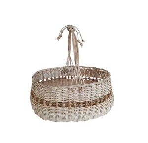 Rattan <b>basket</b> picnic elegant handcrafted natural <b>plant</b> fiber weaving handle grey beige storage <b>basket</b> <b>for</b> park outing beach trav - Product Image 4
