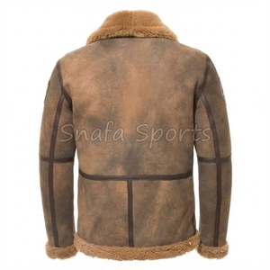 Men <b>Sheepskin</b> Leather <b>Jacket</b> Real Sherpa Style Winter Leather Fashion Shearling <b>Jacket</b> For Boys New Brown Design - Product Image 2
