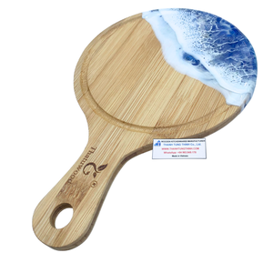 เขียงไม้ไผ่ทรงกลมลายเรซิ่น ดีไซน์ทันสมัย ทำด้วยมือ - Product Image 3
