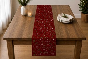 Eye Catching Christmas Floral Printed Design Tradition Style For Christmas Decoration Washable <b>Table</b> <b>Runner</b> - Product Image 5