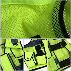 Chaleco de Seguridad Reflectante Industrial para Construcción, con Logotipo Personalizado al por Mayor, para Hombre, ANSI Clase 2, con Luces LED Intermitentes, Impermeable, con Múltiples Bolsillos - Product Image 3