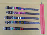 Collier de chien polo en cuir personnalisé avec combinaison de laisse multicolore