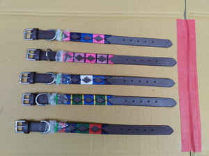 Collier de chien polo en cuir personnalisé avec combinaison de laisse multicolore - Product Image 2