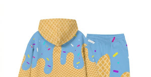 Ensemble sweat à capuche et pantalon imprimé cornet de glace pour filles, motif dessin animé, manches longues, tenue décontractée d'été pour enfants - Product Image 4