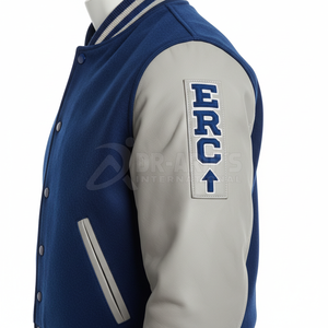 Veste universitaire bleu-gris pour homme, broderie lettre 47, style preppy, col rabattu, coupe classique, automne - Product Image 4