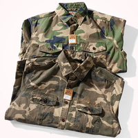 Chemise Cargo Homme Camouflage Tie-Dye Respirante Hip Hop Automne Multi-Poches Vintage Décontractée Ample en Tissu Sergé 100% Coton Séchage Rapide