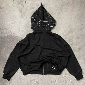 Meilleures ventes – Nouveauté Hiver 2026 – Sweats à capuche épais en polaire pour hommes avec fermeture éclair, motif imprimé et patchs en strass - Product Image 2