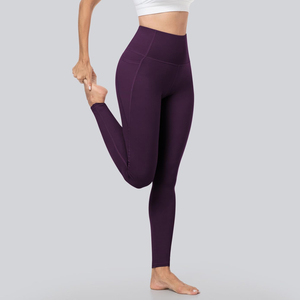 High Waist Yoga Leggings with Side Pocket | <b>Tummy</b> <b>Control</b> Compression Workout Gym Fitness Running Activewear Pants | OEM ODM - Product Image 5