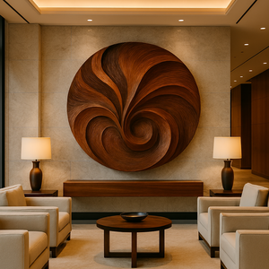 Art mural rond en bois biologique fait à la main Luxali, sculpture en bois Art déco, thème plantes/fleurs pour l'intérieur, cadeau pour la maison, anniversaires - Product Image 4