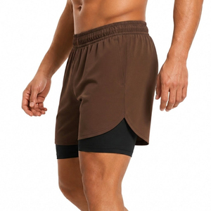 Shorts de sport pour homme à double couche avec fermeture élastique à la taille, séchage rapide, pour la course à pied, la gym, le fitness et l'entraînement - Product Image 1