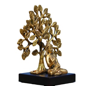 Nirmala Handicrafts brass meditating buddha sitting under <b>tree</b> gift item home <b>decore</b> buddha statue - Product Image 5