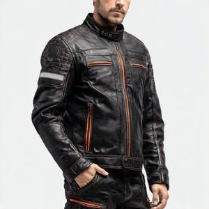 <b>Motorbike</b>/ Motorcycle Leather Jacket PU Leather Chest Pocket <b>Stand</b> Collar Biker Jackets Top Men's - Product Image 4