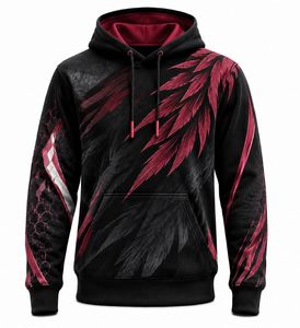 Sudadera con Capucha para Hombre con Estampado de Plumas, Corte Regular, Informal, Tejida, con Estampado por Sublimación - Product Image 3