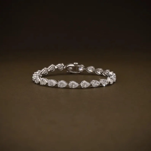 Pulsera de tenis de lujo con 55 diamantes de corte pera cultivados en laboratorio para mujer, certificada por IGI, oro de 14K, elegante joya para bodas y fiestas. - Product Image 1