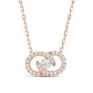 Collar de Oro Rosa de 14K y 18K con Doble Círculo Entrelazado y Diamantes Cultivados en Laboratorio, Colgante con Halo de Diamantes, Joyería Romántica de Compromiso para Mujer - Product Image 4