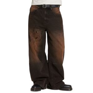 Style Y2K pour veste en cuir et toile imperméable d'hiver unisexe, délavage foncé, déchirée et usée - Product Image 1