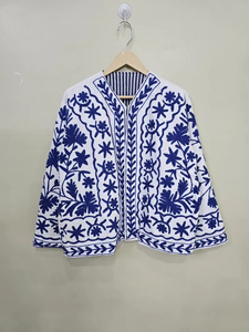 MONIT MARKETING Velvet Suzani Bomber <b>Jacket</b> Hand Embroidered Boho Vintage Short Coat <b>Reversible</b> Free Size Ethnic Wear - Product Image 5