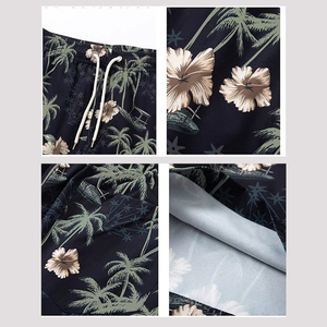 Shorts de bain décontractés personnalisés pour homme, 100 % coton, avec imprimé floral par transfert thermique, style cargo à boutons, sexy - Product Image 4