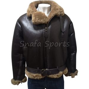 Winter Real Shearling Fur Collar <b>Sheepskin</b> Leather <b>Jacket</b> for Men Waterproof Thick Outerwear Leather <b>Jackets</b> - Product Image 2