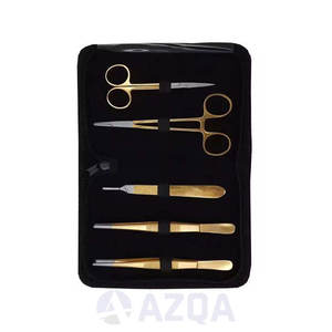 Juego de Instrumentos Quirúrgicos Manuales de Acero Inoxidable de Calidad Profesional con Recubrimiento Dorado de 5 Piezas para Disección - Product Image 3
