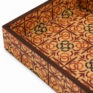 ถาดเสิร์ฟไม้พิมพ์ลายทันสมัย |   ถาดอเนกประสงค์ทำมือสำหรับใส่ขนม กาแฟ และเครื่องสำอาง เหมาะสำหรับงานดีวาลี งานแต่งงาน และวันเกิด - Product Image 3